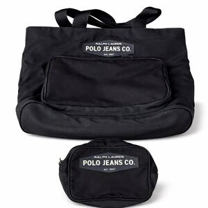 Vintage Ralph Lauren POLO Jeans Co. Black Tote & Matching Zip Pouch | Excellent